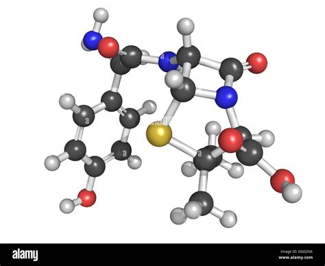 Amoxicillin Beta Lactam Antibiotic Drug Chemical Structure Atoms Are Represented As Spheres