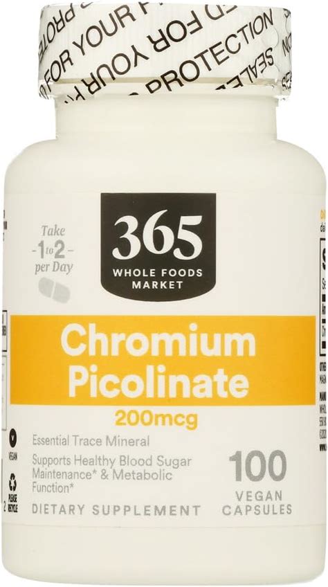 365 By Whole Foods Market Chromium Picolinate 200mcg 100 Veg Capsules Health