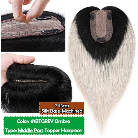 100 Remy Human Hair Silk Base Toupee Clip In Natural Topper Hairpiece