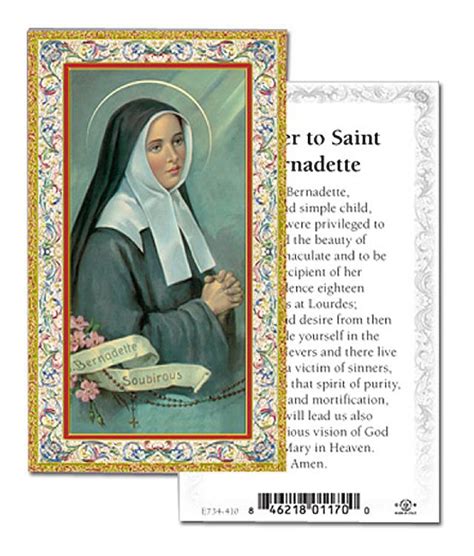St Bernadette Prayer Card
