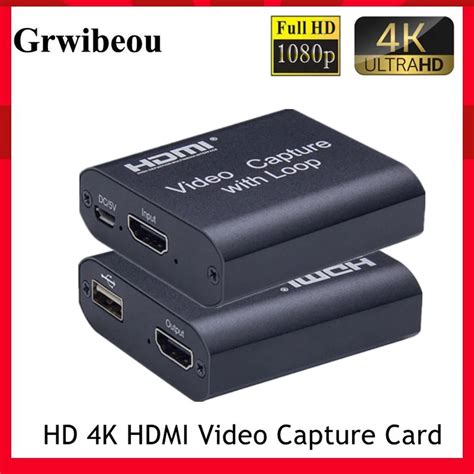 Grwibeou 1080P 4K HDMI Video Capture Card HDMI To USB 2 0 Video Capture