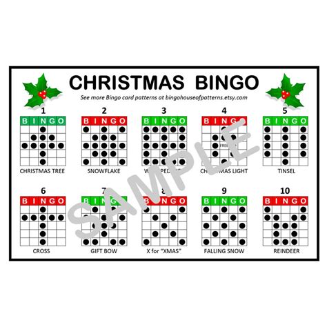 Christmas Bingo Patterns Printable Bingo Cards