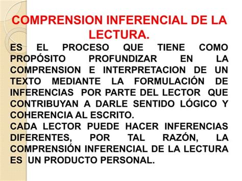 Etapa Comprensi N Inferencial De La Lectura Ppt Descarga Gratuita