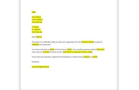 Tenant Approval Letter Template Tenant Approval Letter Approval