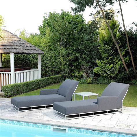 Capri Set Of 2 Sun Loungers Light Grey The Designer Rooms