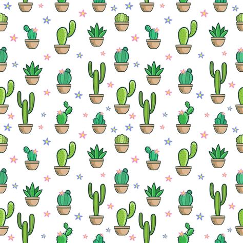 Premium Vector Cactus Doodle Seamless Pattern Set