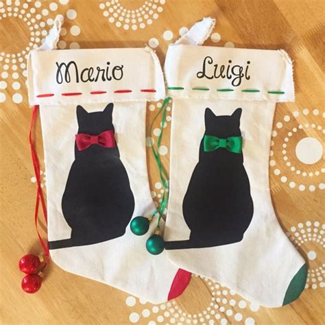 Cat Stocking Cat Christmas Stocking Black Cat Christmas - Etsy