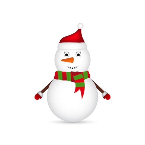 Boneco De Neve De Natal Em Fundo Branco Vetor Premium