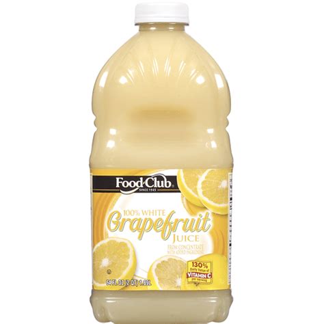 Food Club 100 White Grapefruit Juice 64 Oz Plastic Bottle Juice