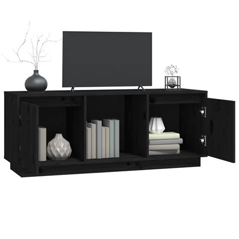 MEUBLE TV MEUBLE HI FI Meuble TV Noir 110 5x35x44 Cm Bois De Pin