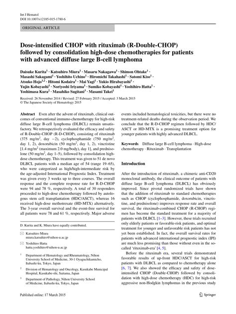 Pdf Dose Intensified Chop With Rituximab R Double Chop Followed By