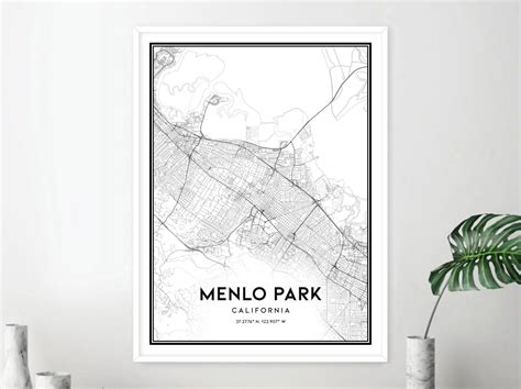 Menlo Park Map Print Menlo Park Map Poster Wall Art Ca City - Etsy