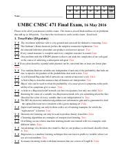 F2016a Pdf 1 2 3 4 5 6 Total 20 30 10 10 20 10 100 Name UMBC CMSC