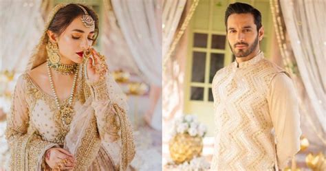 Yumna Zaidi And Wahaj Ali Shine In Walima Themed Shoot Stylepk