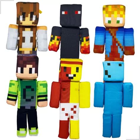 Kit Bonecos Minecraft Skin Youtuber Streamers Pelúcia 6un