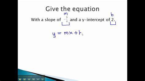 Equations Slope Intercept Equation Youtube