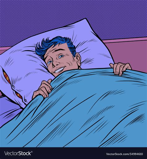 A Man Is Lying In Bed Falling Asleep Royalty Free Vector