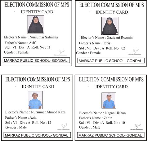 MARKAZ PUBLIC SCHOOL ,GONDAL: Election Id Card