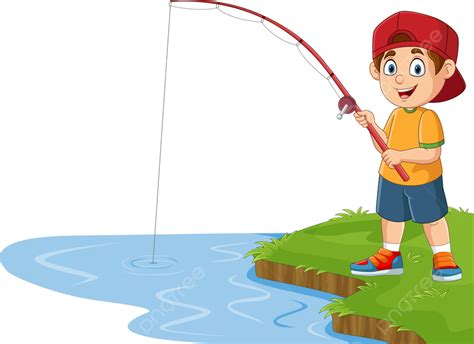 Kartun Anak Kecil Memancing Di Danau Ilustrasi Musim Panas Danau Png