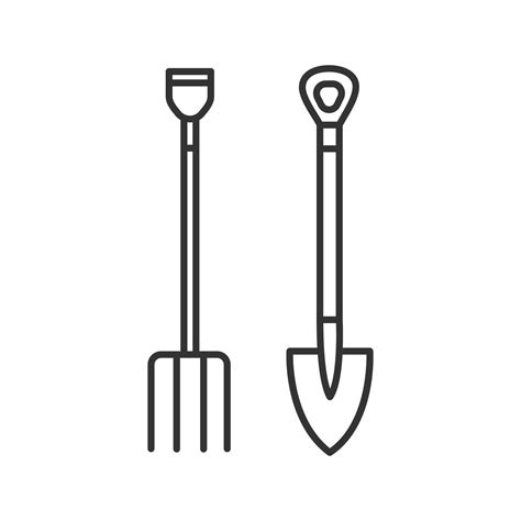 icône linéaire de fourche et de pelle outils agricoles illustration