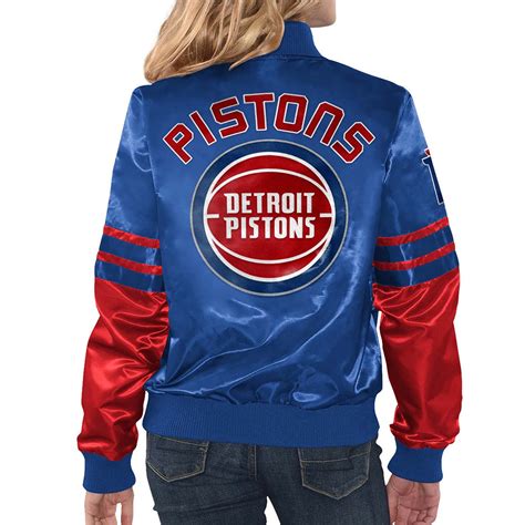 Satin Redblue Starter Womens Detroit Pistons Jacket Jackets Masters