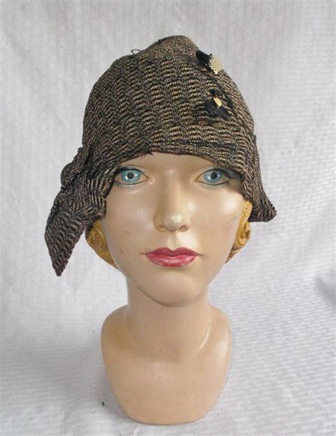 1920s Vintage Art Deco Flapper Cloche With Plastic Pin Etsy Flapper