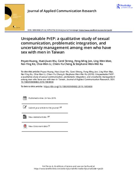 Pdf Unspeakable Prep A Qualitative Study Of Sexual Communication