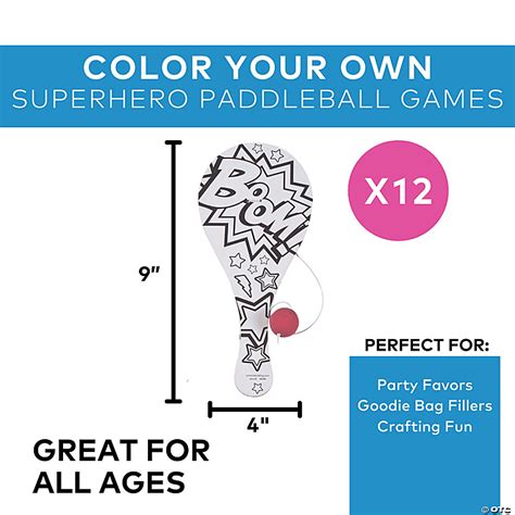 4 X 9 Color Your Own Comic Book Superhero Sayings Wood Paddleball