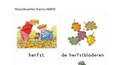 Woordkaarten Thema Herfst Met Lidwoorden Dagmar Stampdf Herfst