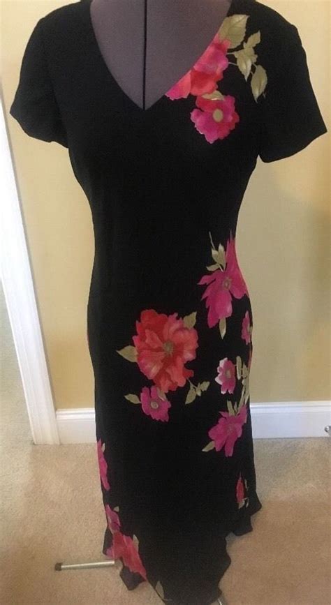 Lady S Black Floral Evan Picone Dress Size 6 EvanPicone Cocktail