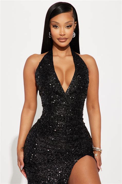 Hailie Sequin Midi Dress Black Black Fashion Nova Dresses