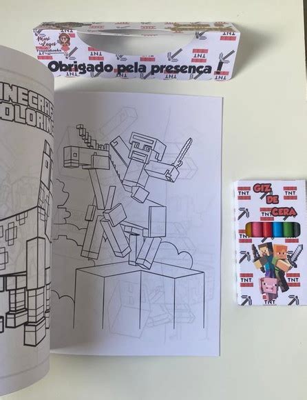 Kit Livro De Colorir E Giz De Cera Minecraft Elo7