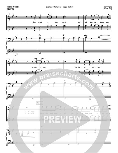 Exalted Yahweh Sheet Music Pdf Chris Tomlin Praisecharts