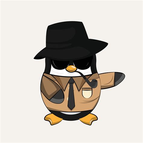 Detective Penguin In Suits With Cap Pipes And Glasses Vector