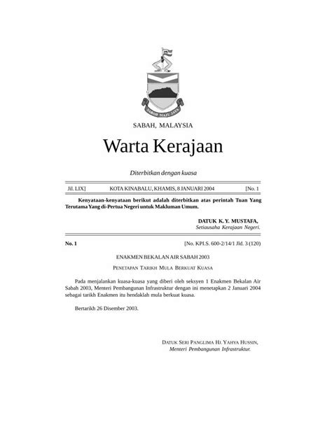 PDF SABAH MALAYSIA Warta KerajaanWARTA KERAJAAN NEGERI SABAH No