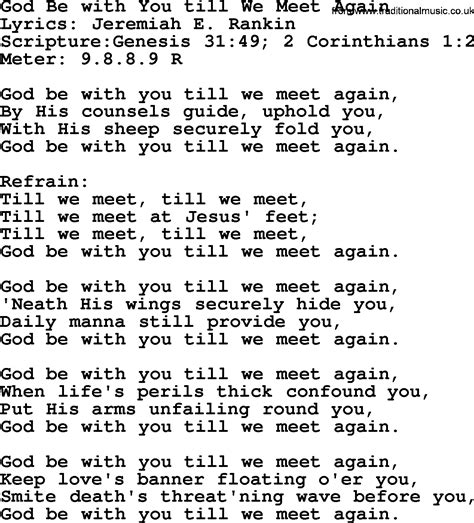 Good Old Hymns God Be With You Till We Meet Again Lyrics Sheetmusic Midi Mp3 Audio And Pdf