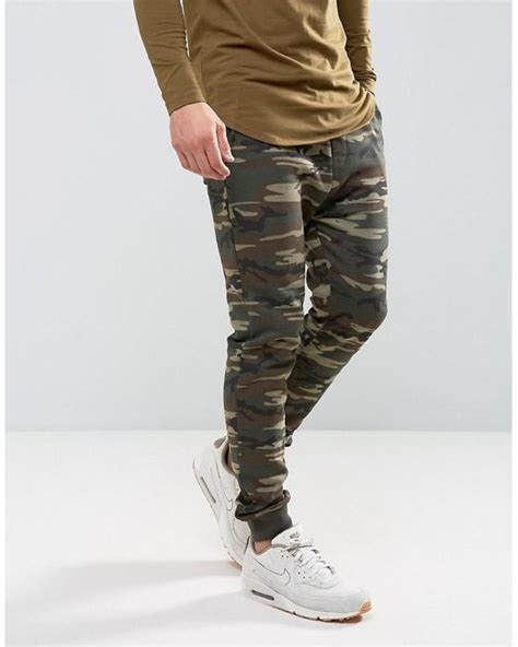 Asos Super Skinny Camo Joggers In Green For Men Lyst