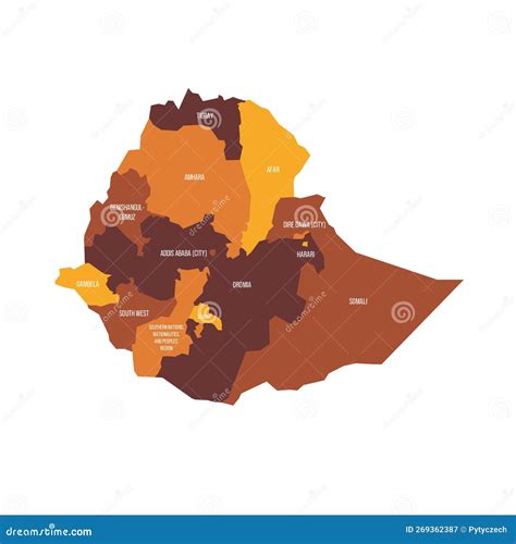 Ethiopia Political Map Of Administrative Divisions Stock Vector