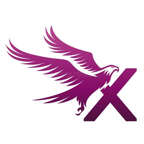 Logo Coraggioso Di Hawk Initial X Di Porpora Di Vettore Illustrazione