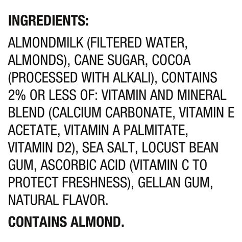 Silk Almondmilk Dark Chocolate Ingredients