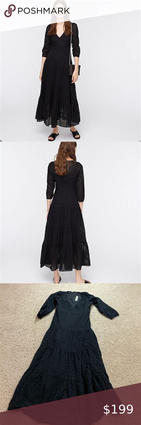 J Crew Tiered Maxi Dress Mixed Eyelet Black Nwt Tiered Maxi Dress