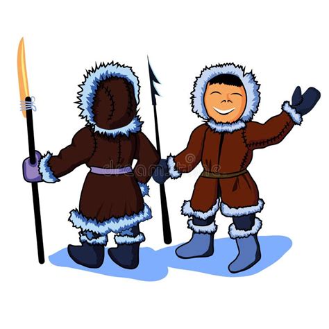 Two Eskimos Cartoon Stock Vector Illustration Of People 109720755