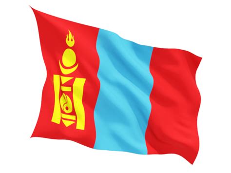 Fluttering flag. Illustration of flag of Mongolia