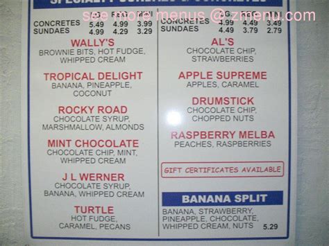 Menu at Rich's Frozen Custard restaurant, Festus