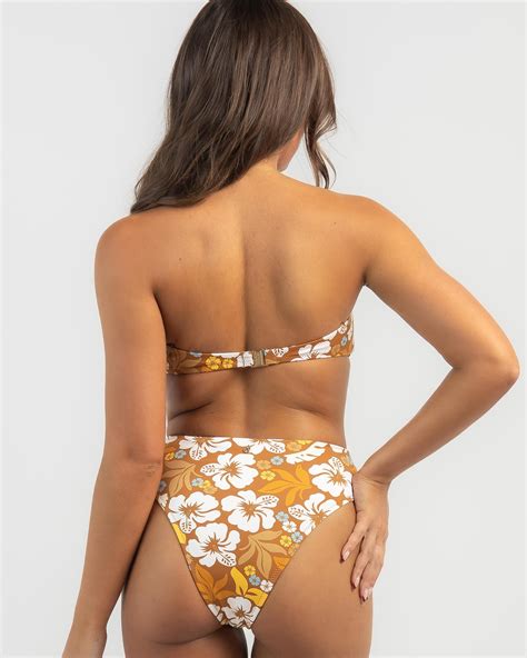 Shop Rhythm Pacific Floral Bandeau Bikini Top In Golden Fast Shipping Easy Returns City