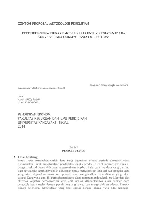 Contoh Proposal Metodologi Penelitian CONTOH PROPOSAL METODOLOGI