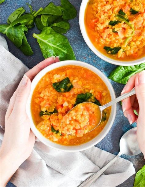 Sopa De Lentejas Rojas Con Espinacas Naturallynatalia Net Vegan