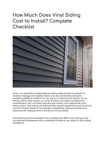 How Much Does Vinyl Siding Cost To Install