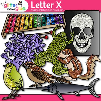 Letter X Clipart: Alphabet Phonics Clip Art PNG, Color & Black and ...