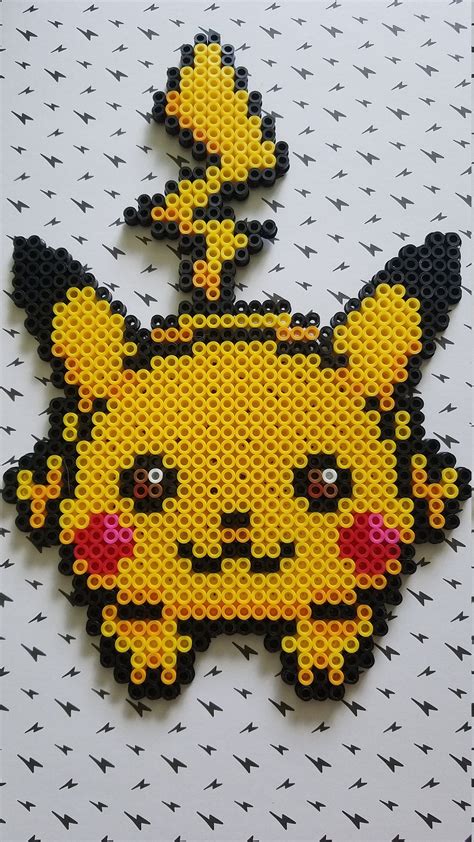 Large Pikachu Perler Bead Manget Etsy Pokemon Bead Perler Bead Templates Perler Bead Art